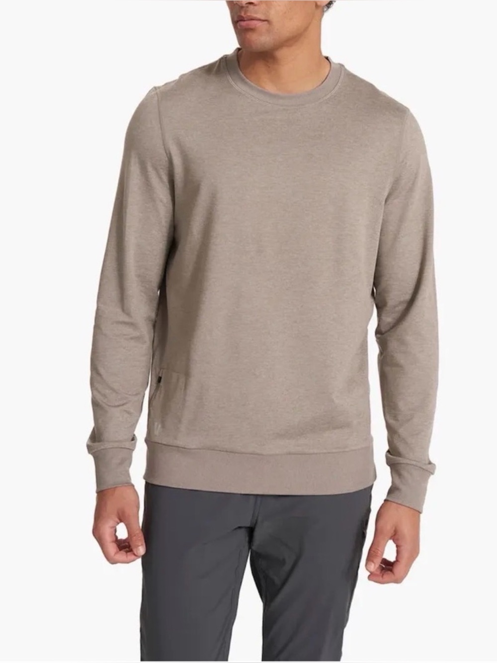 Large Vuori walnut heather ponto performance crewneck sweatshirt $128 retail